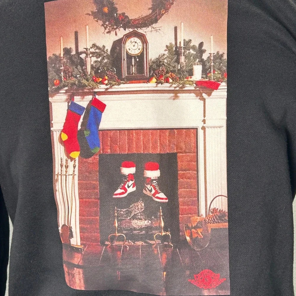 Air Jordan Kids Black‎ Graphic Hoodie Chimney Fireplace Print Size 12 13 Years